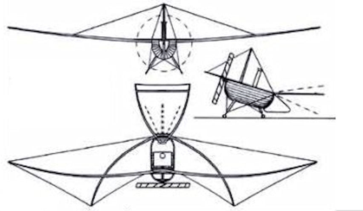 Patent drawing of the Monoplane, 1874.