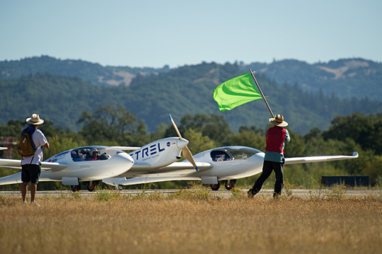 Pipistrel Taurus G4, the 2011 Green Flight Challenge winning aircraft of Pipistrel USA.com team, taxiing at the event.