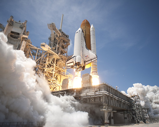 Atlantis lifts off from Launch Pad 39A at NASA’s Kennedy Space Center