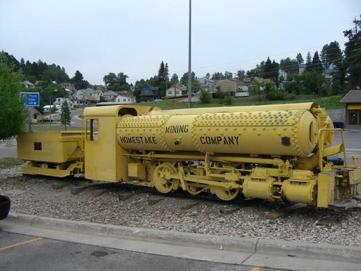 A compressed air locomotive by H. K. Porter, Inc., in use at the Homestake Mine between 1928 and 1961