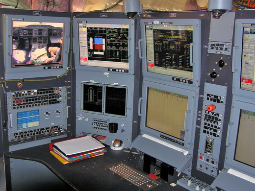 Flight test engineer's workstation aboard an Airbus A380 prototype