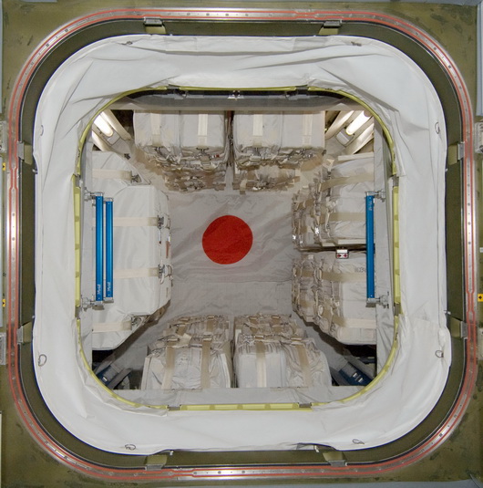 Inside view of the Pressurised Logistics Carrier section of HTV-1.