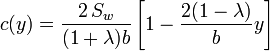 c(y)=\frac{2\,S_w}{(1+\lambda)b}\left[1-\frac{2(1-\lambda)}{b}y\right]
