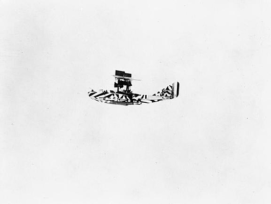 Felixstowe F.2A (N4283), finished in black and white scheme, in flight in March 1918, being flown by Captains R. Leckie and G. E. Livock.