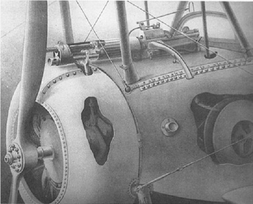The Alkan-Hamy synchronization gear installed in a Nieuport 17