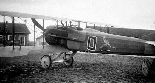 Capt. Charles Biddle’s 13th Aero Squadron SPAD S.XII, showing the slight positive stagger of the wings.