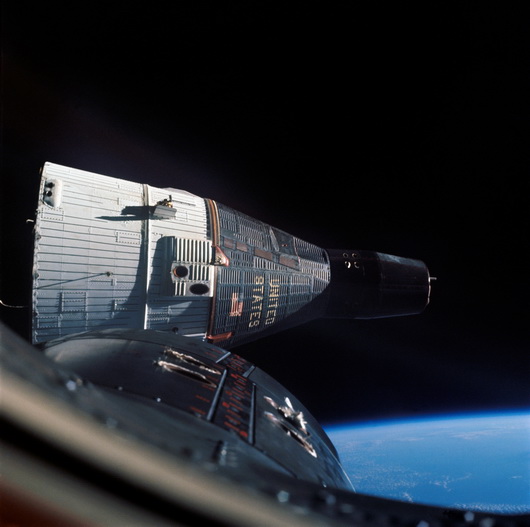 The first space rendezvous was accomplished by Gemini 6A and Gemini 7 in 1965