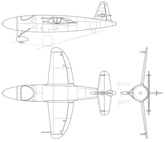 Drawing of the He 176 V1 prototype rocket aircraft