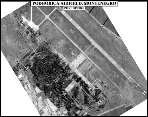 Damage done to Podgorica Airport after 1999 NATO bombing of Yugoslavia