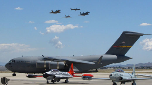 
A C-17 and USAF Heritage Flight at March Airfest 2010.