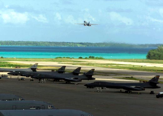 
B-1B Lancer Bombers on Diego Garcia, November, 2001, during the bombing campaign in Afghanistan.