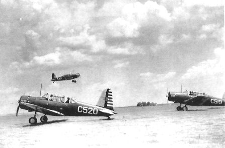 
Vultee BT-13s at Cochran, 1943. Aircraft assigned to Cochran were prefixed with a 