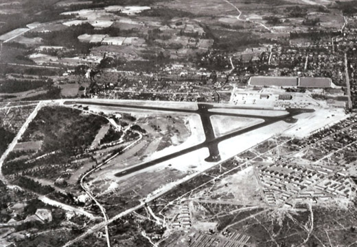 
Oblique airphoto of Daniel Field, about 1944, looking northwest