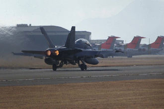 
USMC F/A-18D takes off from MCAS Iwakuni in December 2005