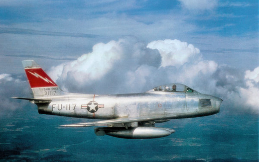 
North American F-86F-35-NA Sabre AF Serial No. 53-1117 of the 388th FBW/563d FBS in France.