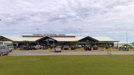 
Passenger terminal of Fuaʻamotu International Airport, seen from the front