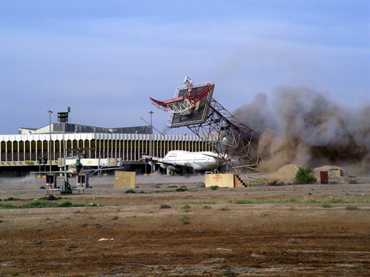 
The old BIA radar tower is taken down so that a new tower could be built to meet international standards. (2004)