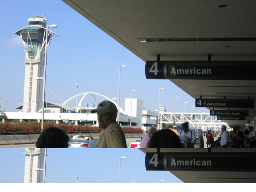 
The LAX control tower and Theme Building as seen from Terminal 4