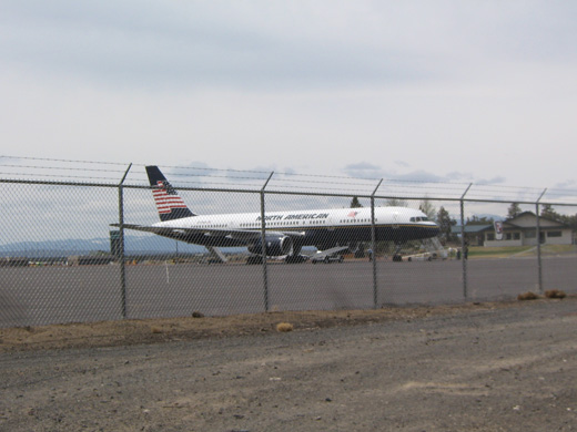 
North American Airlines 757-200 at the Redmond airport USFS aerial firefighting ramp
