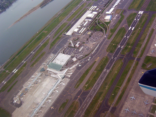 
Aerial view of the airport from the southwest