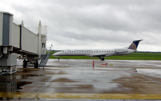 
An ExpressJet Airlines ERJ 145 arriving at the Gate 2 jetway.