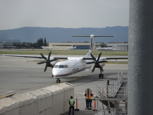 
A Horizon Air Q400 arriving at Terminal C in March 2010