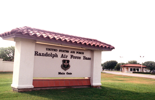 
Randolph Air Force Base sign and main gate, around 1995.