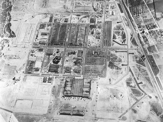 
Aerial view of Robins Air Depot warehouses, 1943–1944