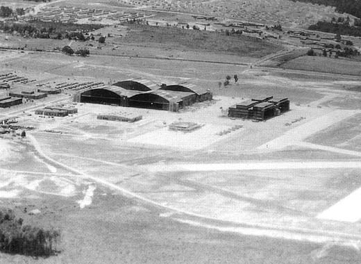 
Aerial view of Robins Air Depot aircraft hangar