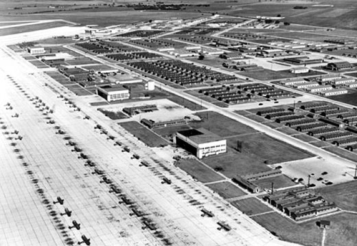 
San Marcos Army Airfield, 1946, looking east along the flightline.