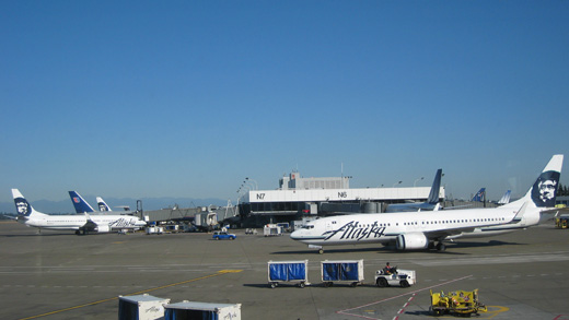 
Alaska and United planes at the North Satellite Terminal