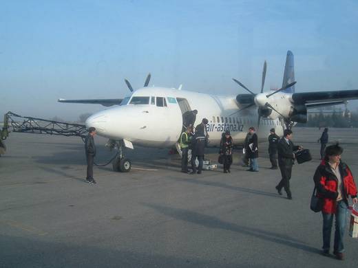 
Fokker 50 parked at the airport