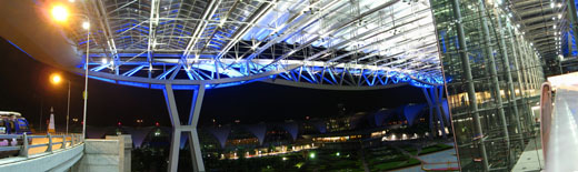 
Inner courtyard and terminal structure by night