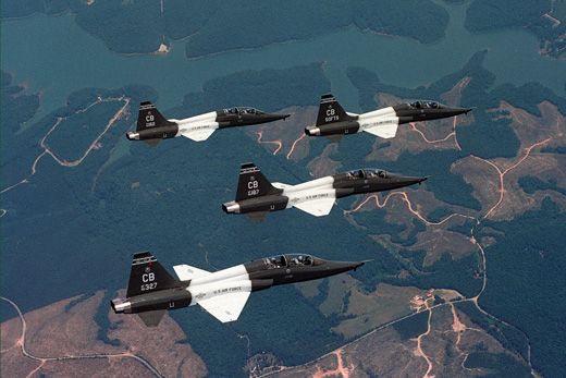 
Northrop T-38C formation from the 50th Flying Training Squadron. 66-4327, 68-8162 and 68-8187 identifiable.