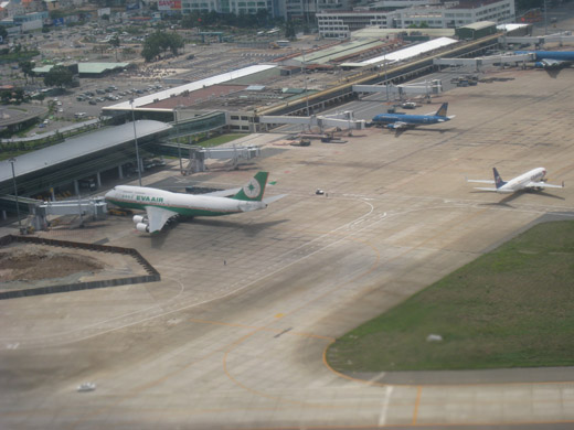 
Domestic terminal and partial view international terminal from above, in 2009