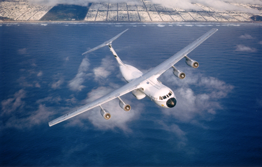 
C-141A Starlifter assigned to the 60th Military Airlift Wing, Travis AFB in the early 1970s flying over the Pacific Ocean