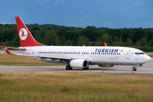 
A Turkish Airlines Boeing 737-800 taxiing.