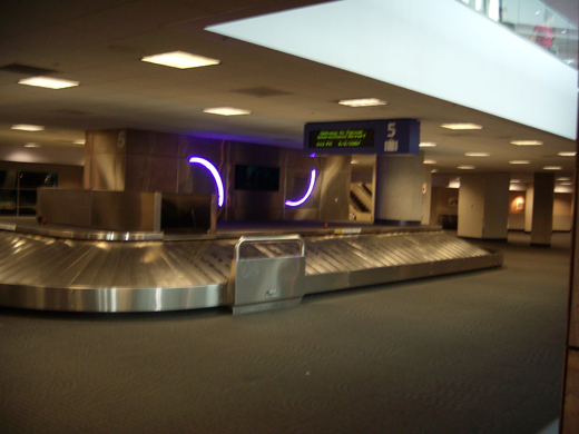 
The Baggage Claim area at Tucson International Airport. Baggage Claim Belt 5, is used by Southwest Airlines exclusively.
