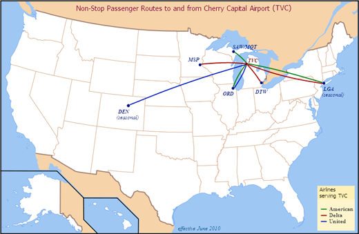 
Airlines and Destinations served from Traverse City (as of June 2010)

