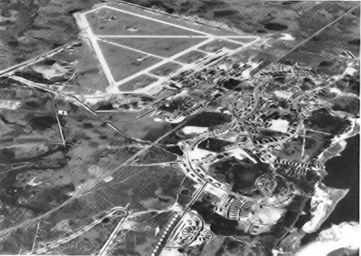 
Oblique aerial photo of Tyndall Field looking westward, about 1944