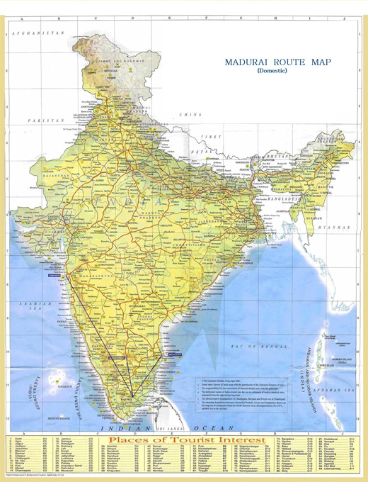 
Domestic Route map of Madurai