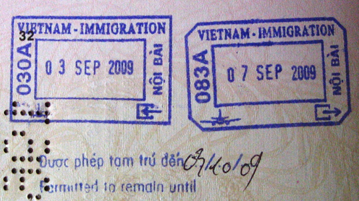 
Passport stamps from Noi Bai