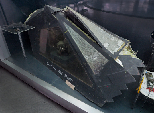 Canopy of F-117 shot down in Serbia in March 1999 at the Museum of Aviation in Belgrade