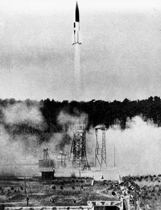
A V2 launched from a fixed site in Summer 1943