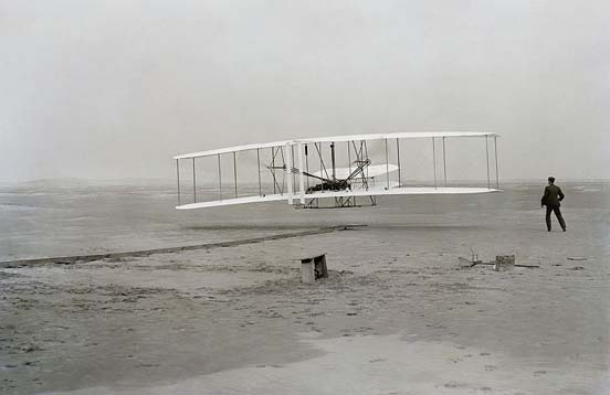 
Orville and Wilbur Wright flew the Wright Flyer I, the first airplane, on December 17, 1903 at Kitty Hawk, North Carolina.