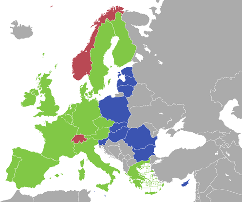 
     ESA and EU member countries     ESA-only members     EU-only members