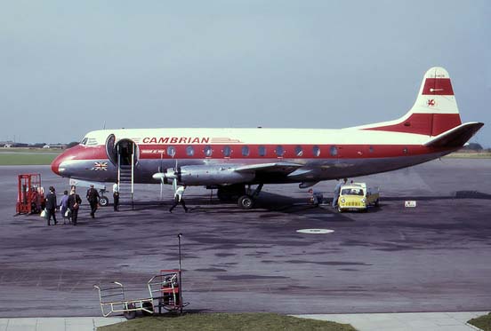 
Viscount 701 of Cambrian Airways at Bristol Airport in 1963