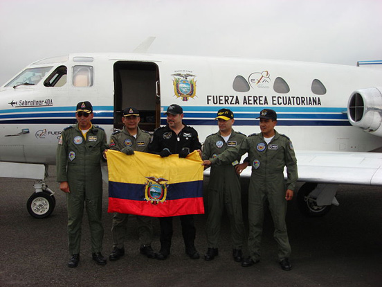 
The first Latin American zero-g plane, the Ecuadorian Air Force FAE047, an in-house modified T-39 Sabreliner and its crew