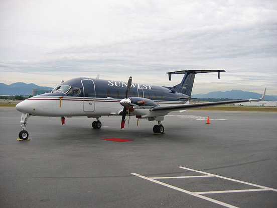 
A Sunwest Aviation Beechcraft 1900D at Vancouver International Airport