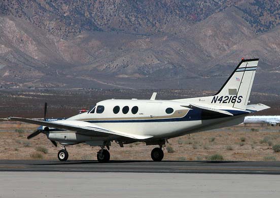 
An E90 King Air taxis at the Mojave Spaceport
